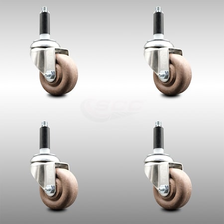Service Caster 3 Inch 316SS High Temp Glass Filled Nylon 7/8 Inch Expanding Stem Caster Set SCC-SS316EX20S314-GFNSHT-78-4